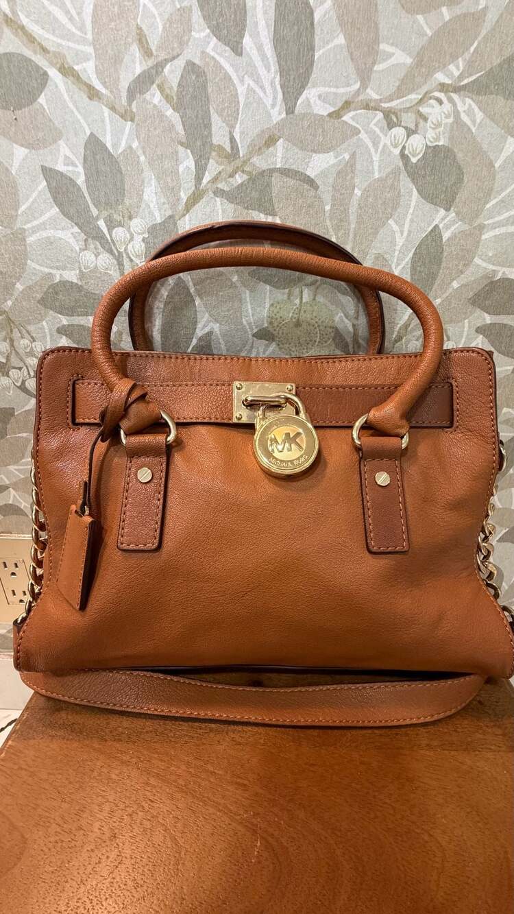 Michael Kors Hamilton Satchel Brown Leather Bag